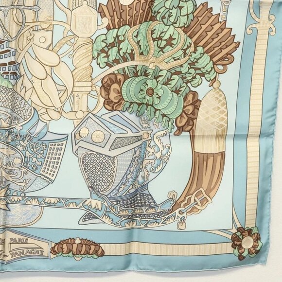 HERMES Carre 90 Scarf ""ARMETS PANACHE"" Silk Blue Auth 139211 - Picture 10 of 15